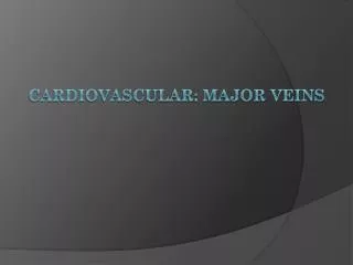 Cardiovascular: Major Veins