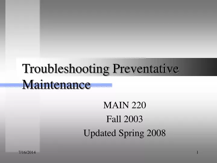 troubleshooting preventative maintenance