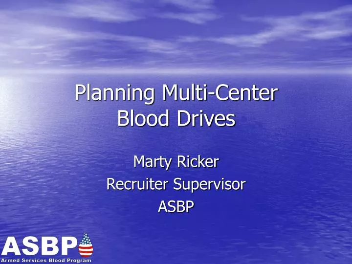 planning multi center blood drives