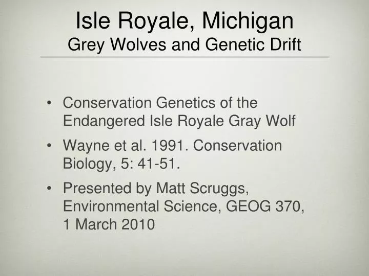 isle royale michigan grey wolves and genetic drift