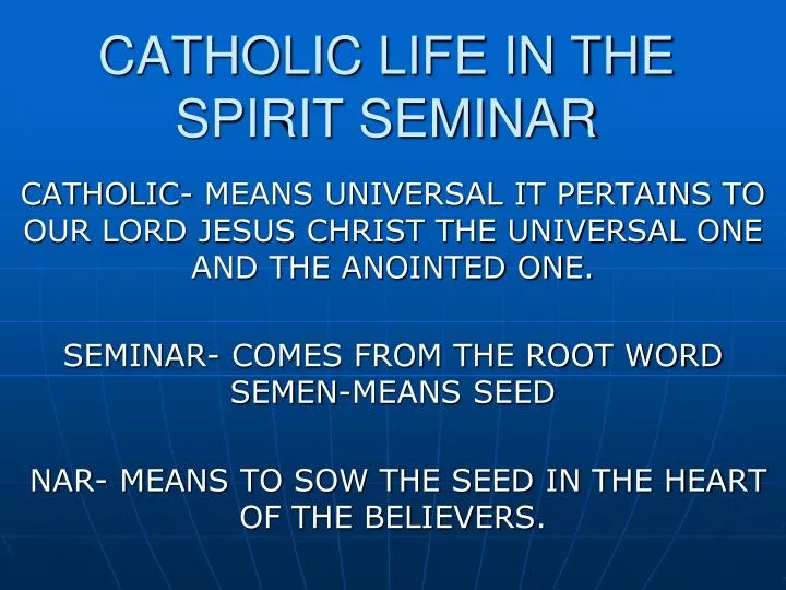 catholic life in the spirit seminar