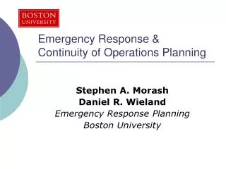 Emergency Response &amp; Continuity of Operations Planning