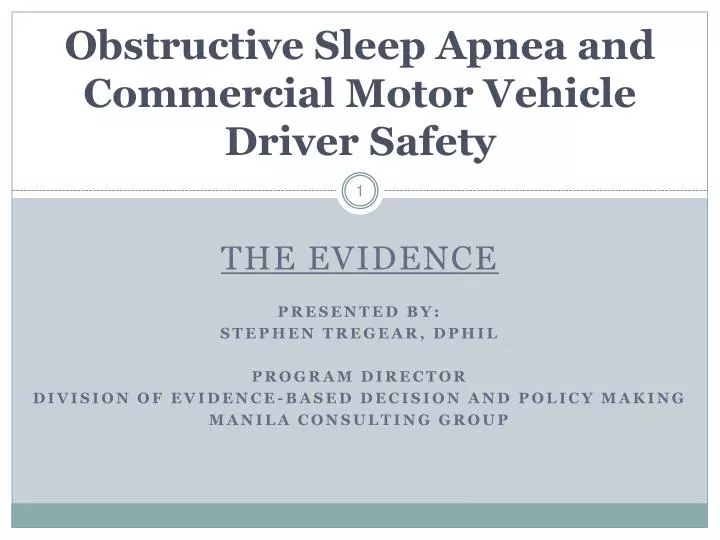 obstructive sleep apnea and commercial motor vehicle driver safety