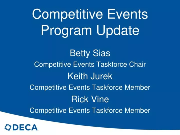 competitive events program update