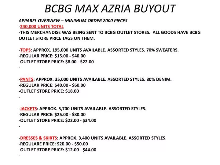 bcbg max azria buyout