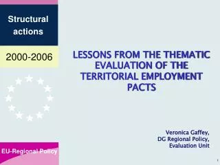 LESSONS FROM THE THEMATIC EVALUATION OF THE TERRITORIAL EMPLOYMENT PACTS