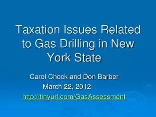 Taxation Issues Related to Gas Drilling in New York State