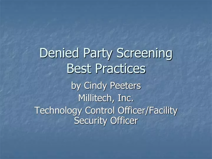 denied party screening best practices
