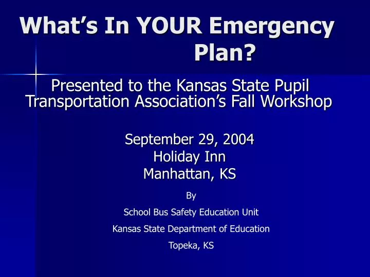 what s in your emergency plan