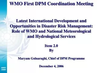 WMO First DPM Coordination Meeting