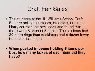 Craft Fair Sales