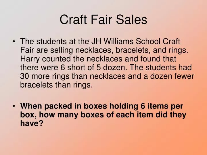 craft fair sales