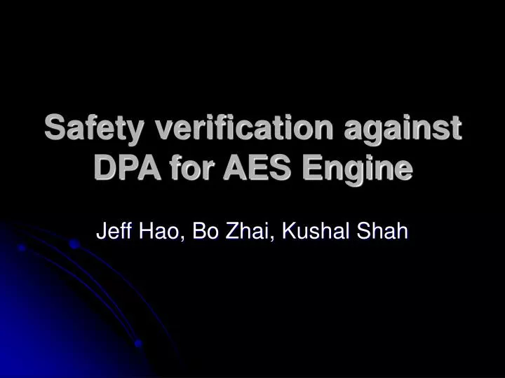 safety verification against dpa for aes engine