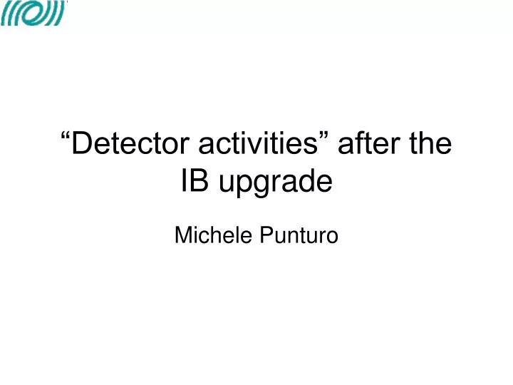 detector activities after the ib upgrade