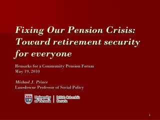 Fixing Our Pension Crisis: Toward retirement security for everyone