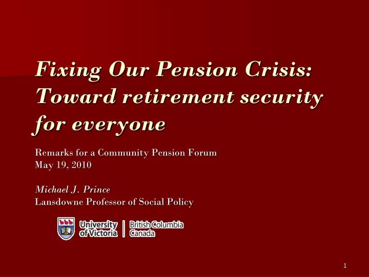 fixing our pension crisis toward retirement security for everyone