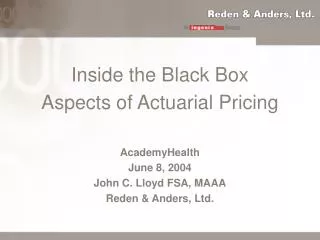 Inside the Black Box Aspects of Actuarial Pricing