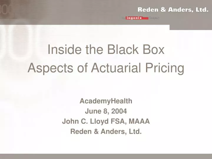 inside the black box aspects of actuarial pricing