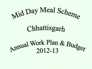 Annual Work Plan &amp; Budget 2012-13