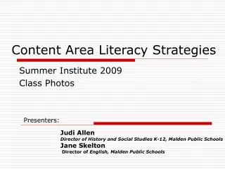 Content Area Literacy Strategies