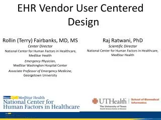 EHR Vendor User Centered Design