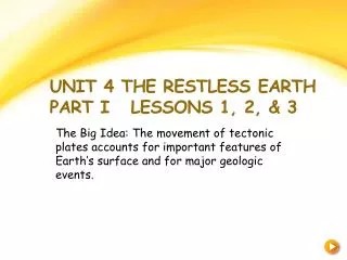 Unit 4 The Restless Earth Part I Lessons 1, 2, &amp; 3