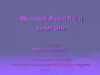 Microsoft PowerPoint Level One