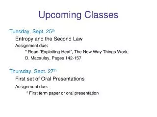 Upcoming Classes