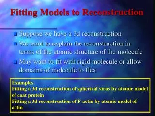 Fitting Models to Reconstruction