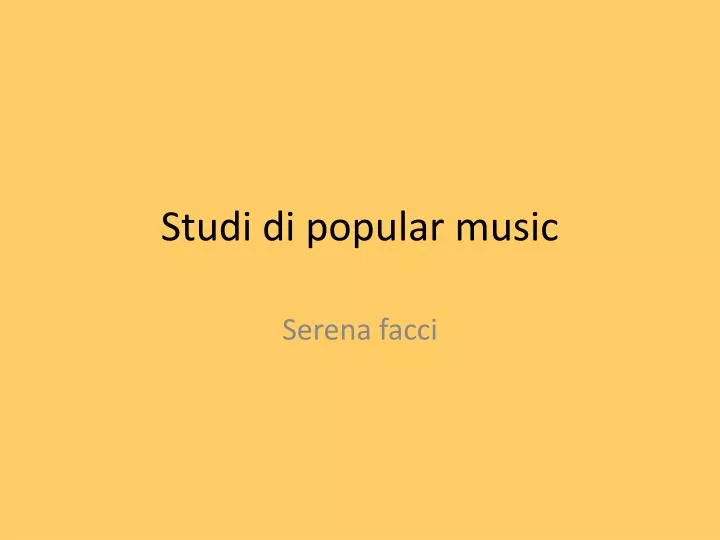 studi di popular music