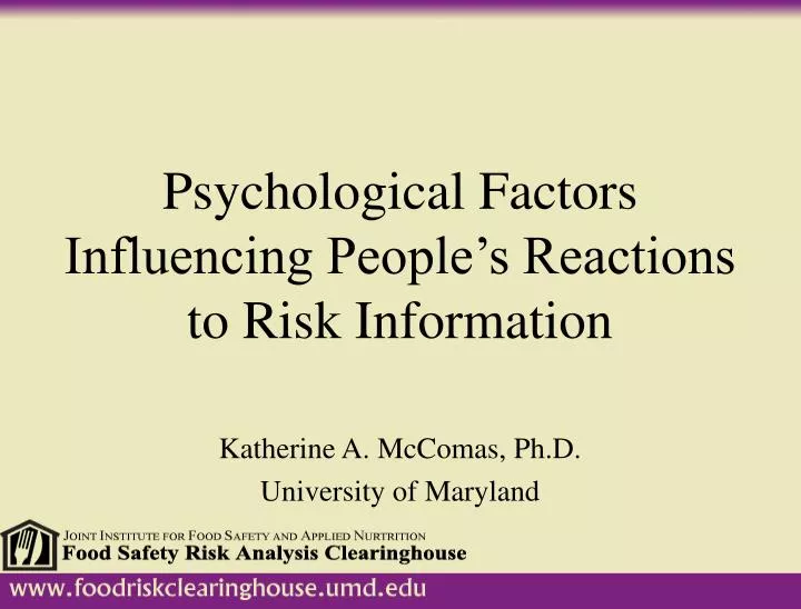 psychological factors influencing people s reactions to risk information