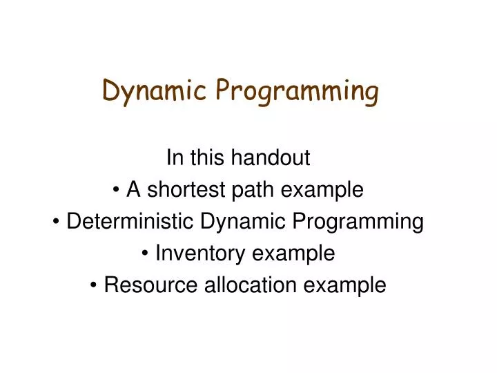 dynamic programming