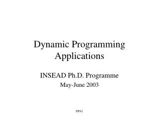 Dynamic Programming Applications