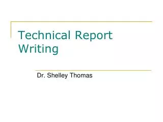 Technical Report Writing