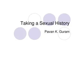 Taking a Sexual History