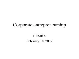 Corporate entrepreneurship