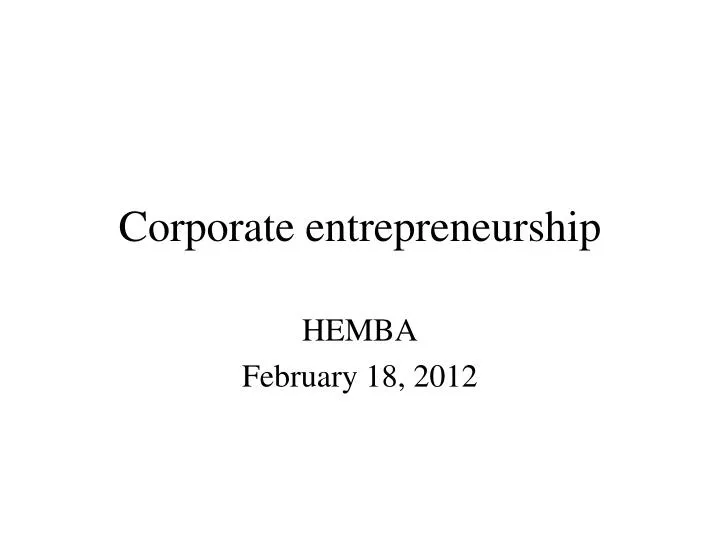 corporate entrepreneurship
