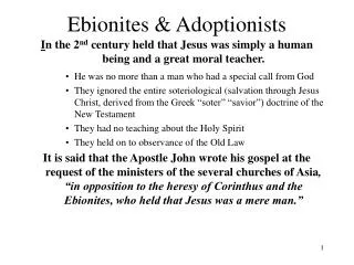 Ebionites &amp; Adoptionists