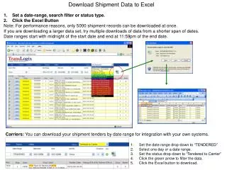 Download Shipment Data to Excel