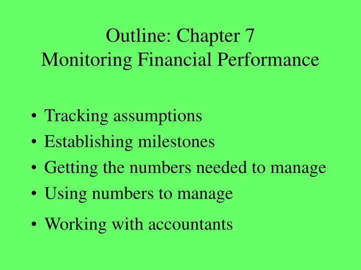outline chapter 7 monitoring financial performance