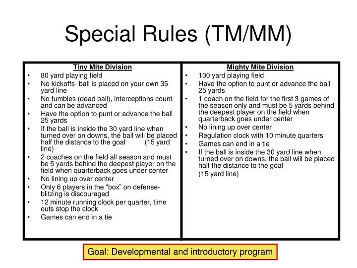 special rules tm mm