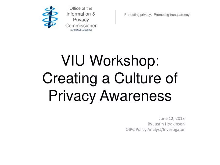 viu workshop creating a culture of privacy awareness