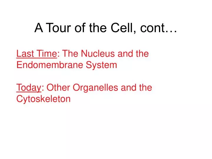 a tour of the cell cont