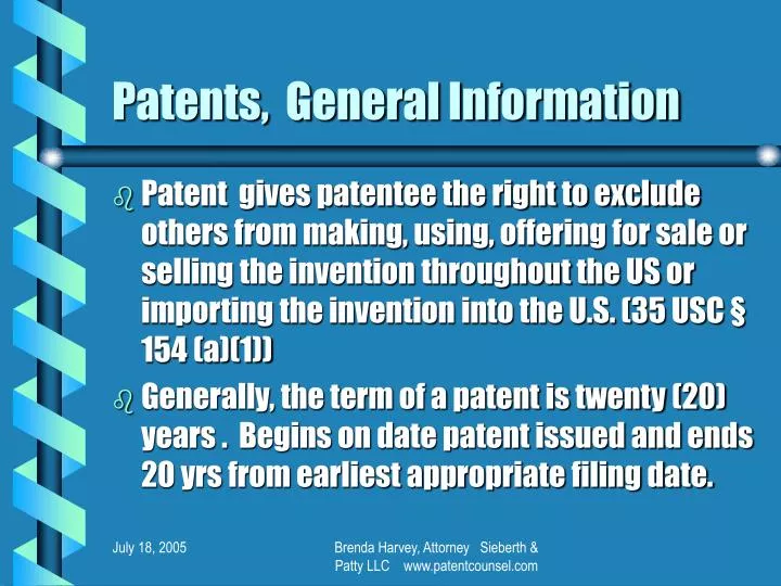 patents general information