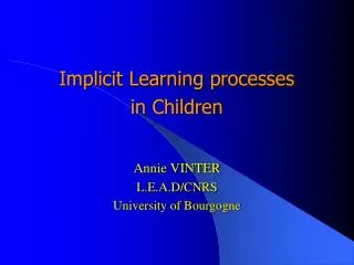 Implicit Learning processes in Children