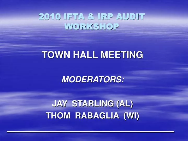 2010 ifta irp audit workshop
