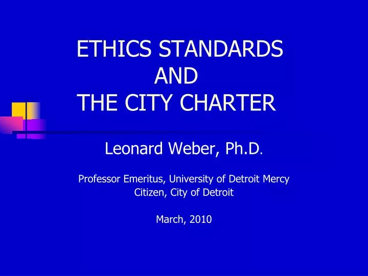 ethics standards and the city charter