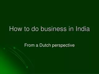 How to do business in India