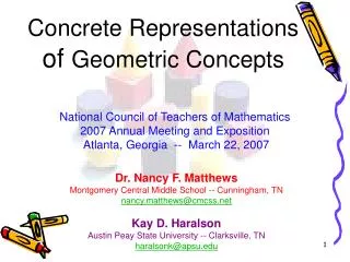 Concrete Representations of Geometric Concepts