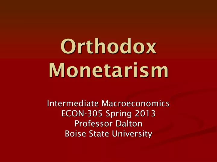 orthodox monetarism